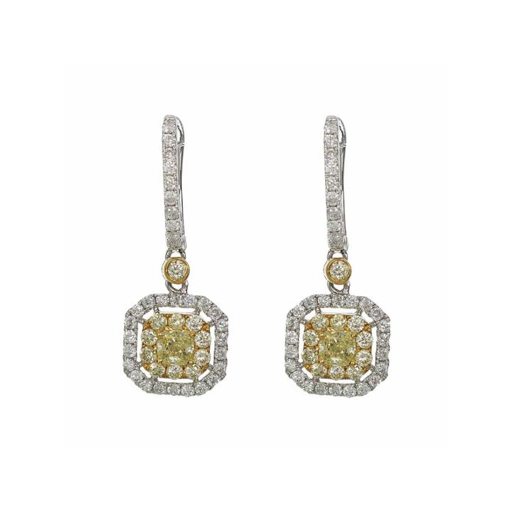 1 1/3 Ct. T.w. Yellow Diamond 18k Gold Drop Earrings
