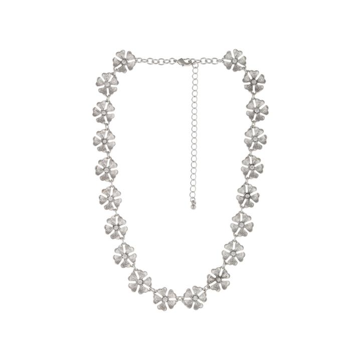 Decree Flower Silver-tone Collar Necklace
