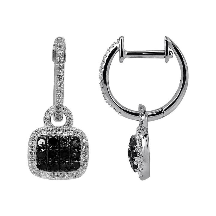 Limited Quantities 3/8 Ct. T.w. White & Color-enhanced Black Diamond Square Drop Earrings