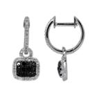Limited Quantities 3/8 Ct. T.w. White & Color-enhanced Black Diamond Square Drop Earrings