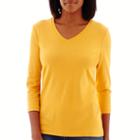 St. Johns Bay 3/4-sleeve Essential V-neck T-shirt- Petite