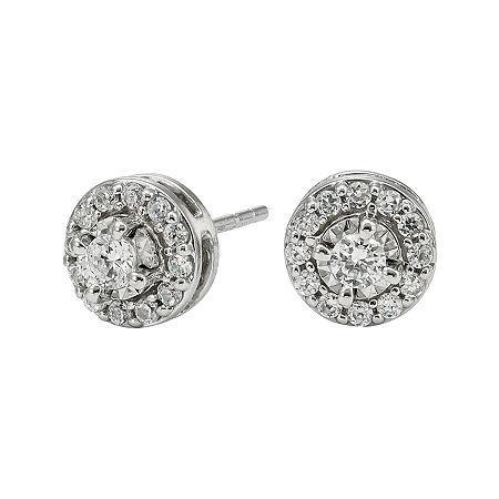 1/2 Ct. T.w. Diamond 10k White Gold Round Framed Stud Earrings