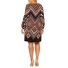 Msk Long Sleeve Geometric Sheath Dress-plus