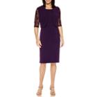 Maya Brooke Elbow-sleeve Lace Bolero Jacket Dress