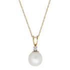 Sofia Womens Diamond Accent White Pearl 14k Gold Pendant Necklace