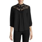 By & By Long Sleeve Mock Neck Crepe Blouse-juniors