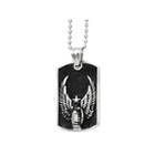 Mens Stainless Steel Antiqued Wings Dog Tag Pendant