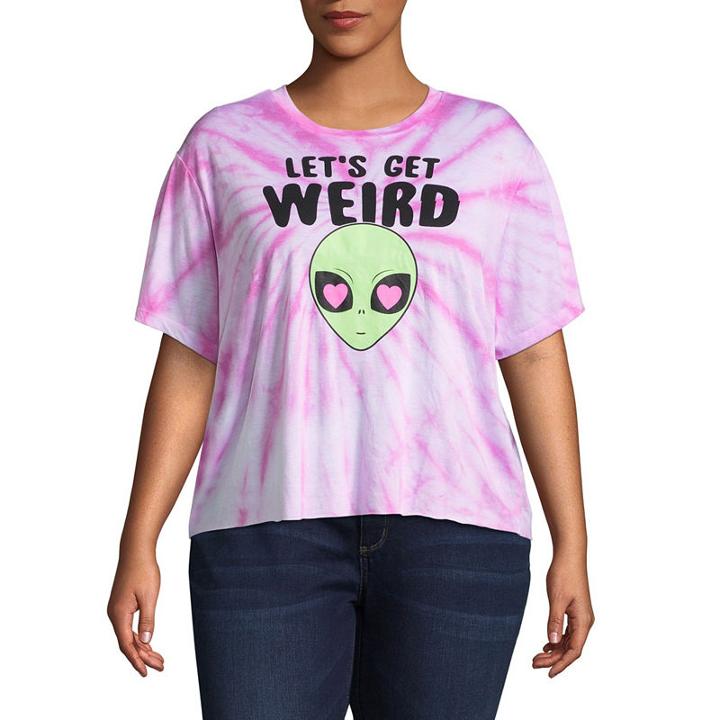 Short Sleeve Scoop Neck T-shirt-womens Juniors Plus