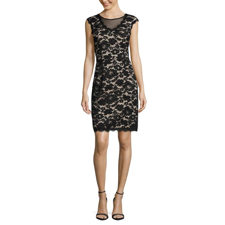 Nicole By Nicole Miller Sleeveless V-neck Lace Dress