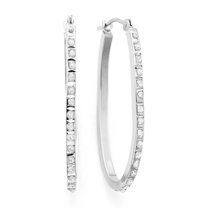 Diamond Fascination&trade; 14k White Gold Diamond Accent Oval Hoop Earrings
