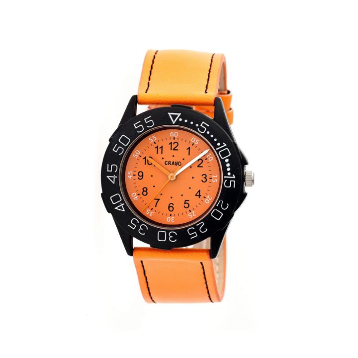 Crayo Womens Fun Orange Leather-band Watch Cracr2504