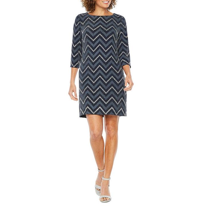Studio 1 3/4 Sleeve Chevron Sheath Dress