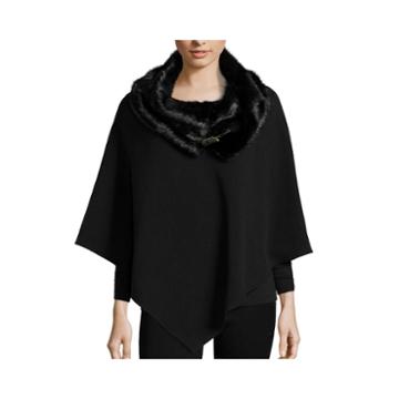 Mixit&trade; Fleece Poncho With Faux Fur Cowlneck