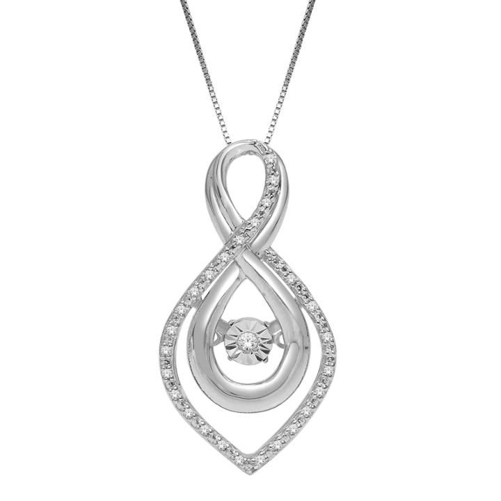 Love In Motion&trade; 1/10 Ct. T.w. Diamond Sterling Silver Teardrop Pendant Necklace
