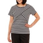 Alfred Dunner Classics Short Sleeve Crew Neck Stripe T-shirt-womens