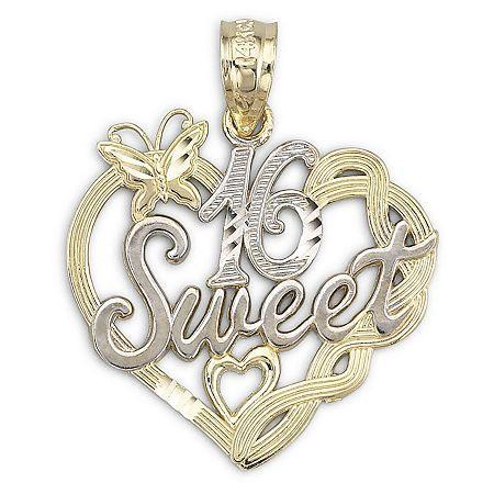 14k Two-tone Gold Sweet 16 Pendant