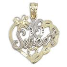 14k Two-tone Gold Sweet 16 Pendant