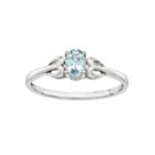 Womens Blue Aquamarine Sterling Silver Delicate Ring