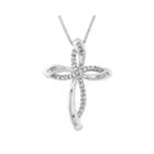 1/10 Ct. T.w. Diamond Sterling Silver Openwork Cross Pendant Necklace