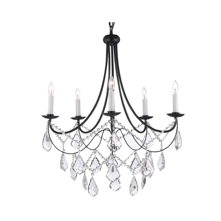 Empress Crystal 5-light Wrought Iron Chandelier