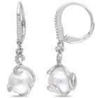 1/5 Ct. T.w. White Pearl Sterling Silver Drop Earrings