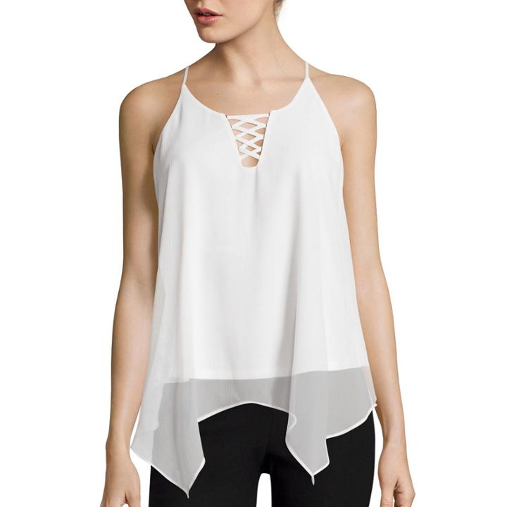 By & By Spaghetti Strap Lace Up Hanky Camisole