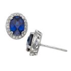 Lab Created Blue Sapphire Sterling Silver 10.7mm Stud Earrings