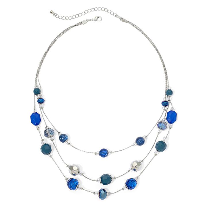 Mixit&trade; Blue And Green Bead 3-row Illusion Necklace