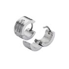 Stainless Steel With Cubic Zirconia 12.7x7mm Huggie Hoop Earrings