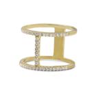 Cubic Zirconia Double Bar 14k Yellow Gold Over Silver Ring