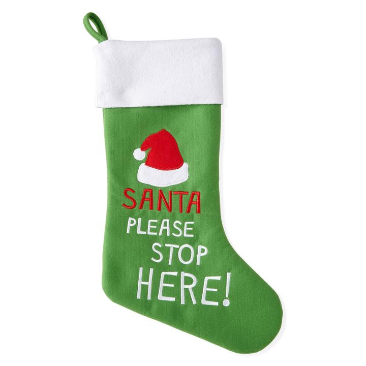 North Pole Trading Co. Santa Stop Here Stocking
