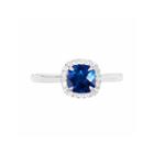Lab-created Blue Sapphire Sterling Silver Cushion Halo Ring
