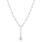 Womens White Pearl 14k Y Necklace