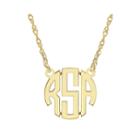 Personalized 14k Gold Over Sterling Silver 15mm Block Monogram Necklace