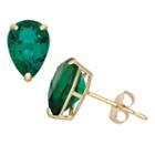 Lab Created Green Emerald 9mm Stud Earrings