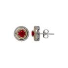 Lab-created Ruby And 1/7 Ct. T.w. Diamond Circle Earrings