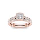 1/2 Ct. T.w. Diamond 10k Rose Gold Halo Bridal Ring Set