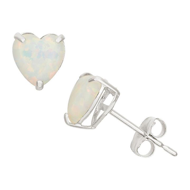 Lab Created White Opal 10k Gold 6.1mm Stud Earrings
