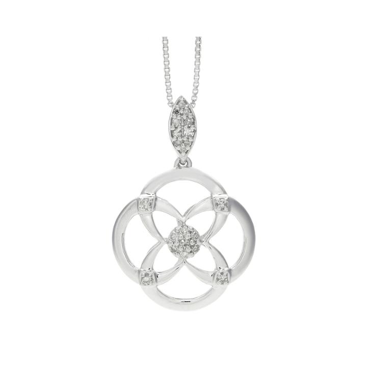 1/10 Ct. T.w. Diamond Sterling Silver Flower Pendant Necklace