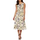 Msk Sleeveless Floral Belted Fit-and-flare Dress