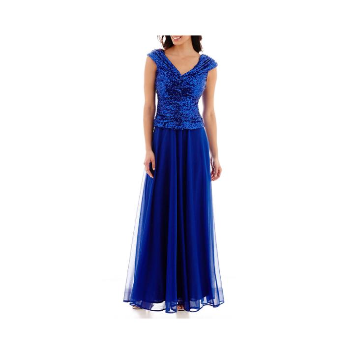 Jackie Jon Off-the-shoulder Sequin Formal Gown