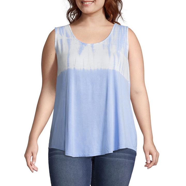 A.n.a Sleeveless Lace Up Dip Dye Tank - Plus
