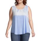 A.n.a Sleeveless Lace Up Dip Dye Tank - Plus