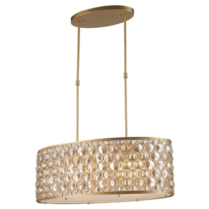 Paris Collection 12 Light With Clear And Golden Teak Crystal Pendant