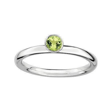 Personally Stackable Genuine Peridot Sterling Silver High Profile Ring