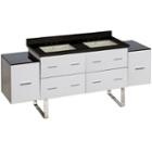 74-in. W Floor Mount White Vanity Set For 3h8-in. Drilling Black Galaxy Top Biscuit Um Sink