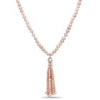 Womens Pink Cultured Freshwater Pearls Beaded Necklace