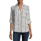 By & By 3/4 Sleeve Crepe Grid Blouse-juniors