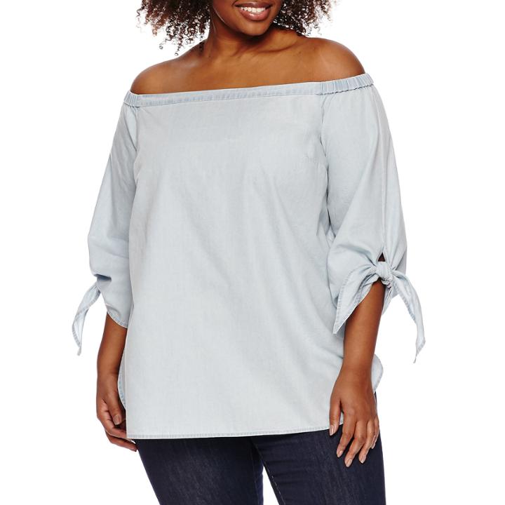 A.n.a 3/4 Sleeve Tencel Blouse-plus