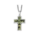 Mens Stainless Steel Green Camouflage Cross Pendant